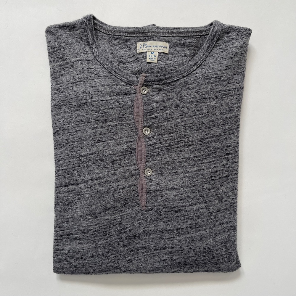 J. Crew Men's Charcoal Long Sleeve Henley